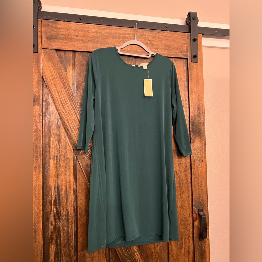 NWT Michael Kors Emerald Green 3/4 Sleeve Dress, Size XL